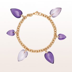 Bracelet with amethyst-hearts in 18kt rose gold