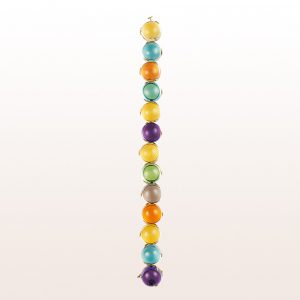 Bracelet with amethyst, beryl, quartz and topaz in 18kt yellow gold