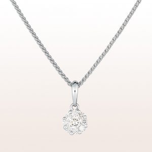 Necklace with brilliant cut diamonds 0,36ct in 18kt white gold