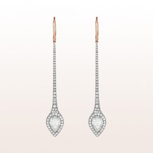 Earrings with diamond drops 2,08ct and brilliants in 18kt white gold