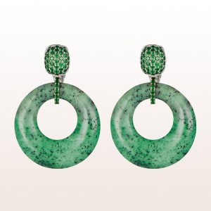 Earrings with grossular and tsavorite 1,75ct in 18kt white gold