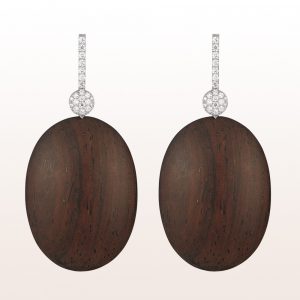 Earrings with ebony and brilliants 0,52ct in 18kt white gold