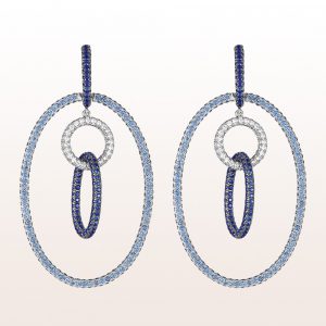 Earrings with sapphire 8,22ct and brilliants 1,08ct in 18kt white gold