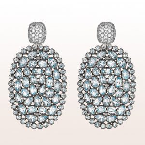 Earrings with brilliants 1,19ct and topaz slices in 18kt white gold