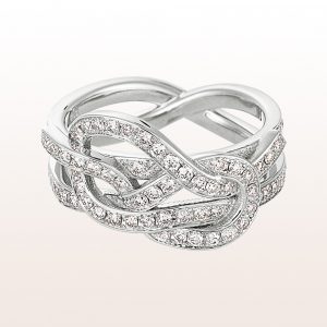 Ring "Doppelter Palstek" (engl. Bowline on a bight) by designer Julia Obermüller with brilliant cut diamonds 1,12ct in 18kt white gold
