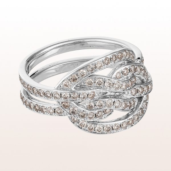 Ring mit „Echter Liebhaberknoten“ Diamanten 1,24ct in 18kt Weißgold