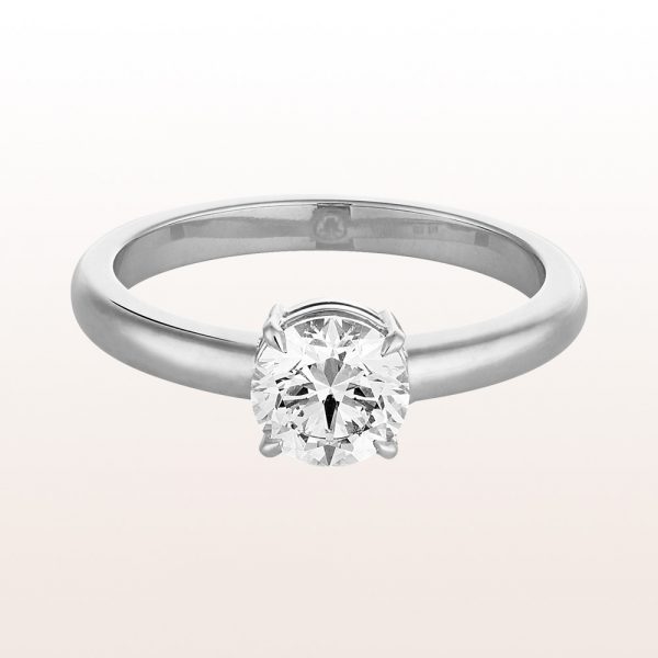 Ring with brilliant cut diamonds 1,00ct in 18kt white gold