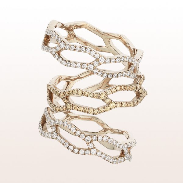 Ring mit weißen und braunen Diamanten 0,27ct in 18kt Roségold von Designerin Julia Obermüller