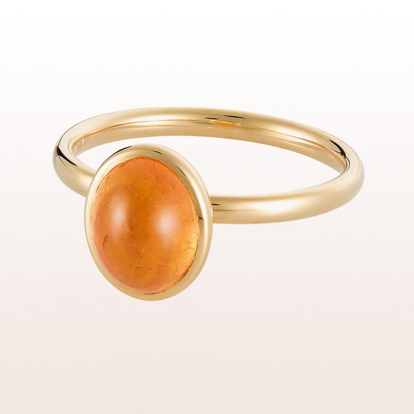 Collection-ring with mandarine-garnet-cabochon 3,24ct in 18kt yellow gold