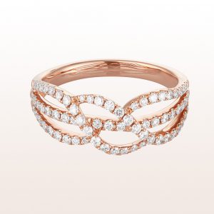 Ring with brilliant cut diamonds 0,52ct in 18kt rose gold
