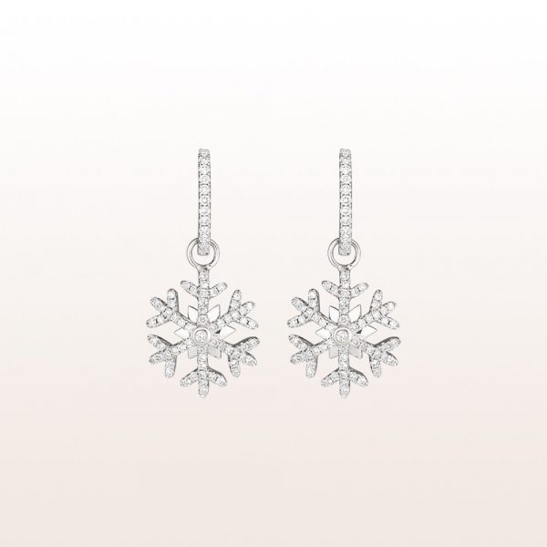 Earrings "snowflakes" with brilliants 0,48ct with brilliants 0,34ct in 18kt white gold