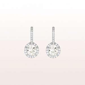 Ohrgehänge mit Altschliff-Diamanten 2,28ct und Brillanten 0,46ct in 18kt Weißgold