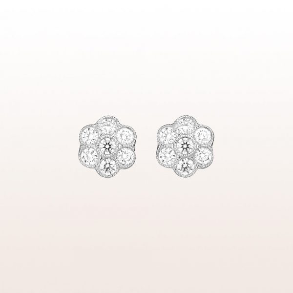 Ear studs with brilliant flowers 0,51ct in 18kt white gold