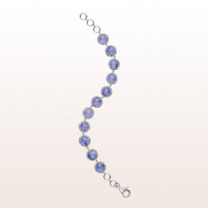 Bracelet with tanzanite and brilliant cut diamonds 1,22ct in 18kt white gold