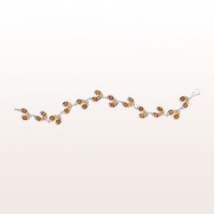 Bracelet "Chromosomes in Love" by artist Eva Petrič with orange sapphire 9,56ct in 18kt white gold