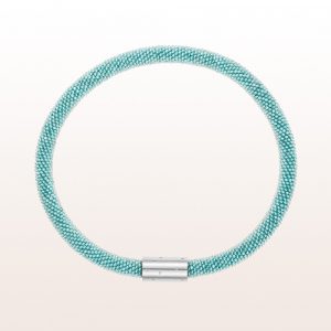 Coccinella necklace with aquamarine and a brilliant 0,09ct occupied 18kt white gold clasp