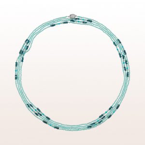 Necklace with topaz, blue zircon, turquoise and an 18kt white gold brilliant clasp