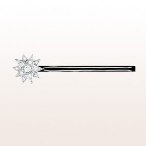 Hairpin with "Gisela"-star with black enamel and brilliant cut diamonds 0,20ct in 18kt white gold