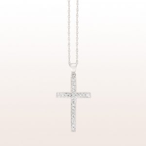 Cross-pendant with brilliant cut diamonds 0,12ct in 18kt white gold