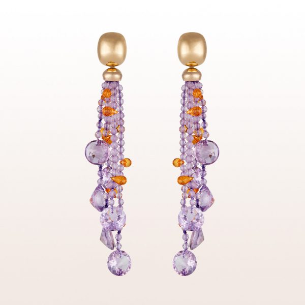Earrings with amethyst and garnet in 18kt rose gold