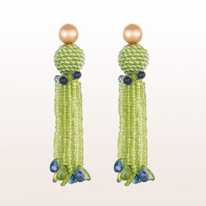 Earrings with peridot and sapphire in 18kt rose gold