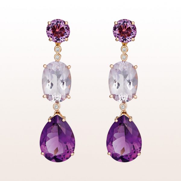 Ohrring with amethyst and brilliants in 18kt rose gold