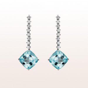 Earrings with topazes 9,59ct and brilliants 0,44ct in 18kt white gold