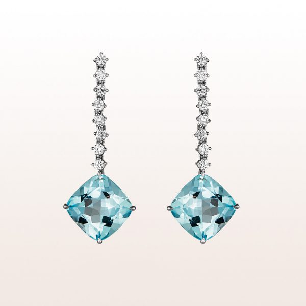 Earrings with topazes 9,59ct and brilliants 0,44ct in 18kt white gold