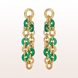 Earrings with green-agate in 18kt yellow gold