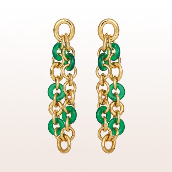 Earrings with green-agate in 18kt yellow gold