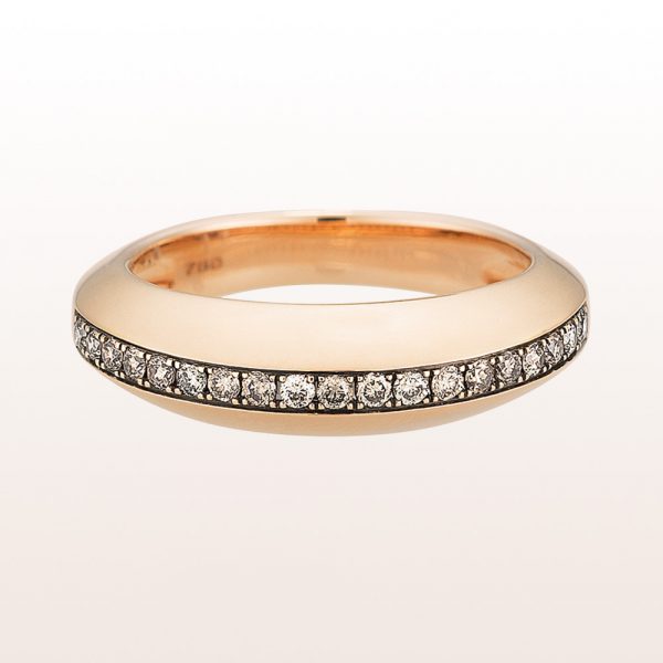 Ring with brown brilliant cut diamonds 0,22ct in 18kt rose gold