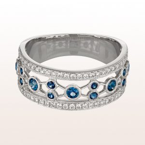 Ring with brilliants 0,30ct and sapphire 0,49ct in 18kt white gold