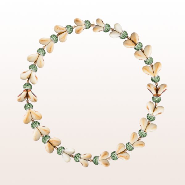 Necklace with grandln and tsavorite 26,49ct in 18kt rose gold