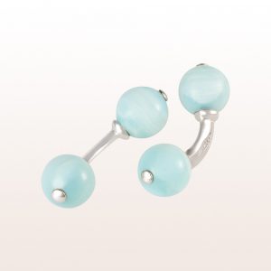 Cufflinks with amazonite in 18kt white gold