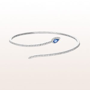 Bangle with sapphire 0,38ct and brilliants 0,71ct in 18kt white gold