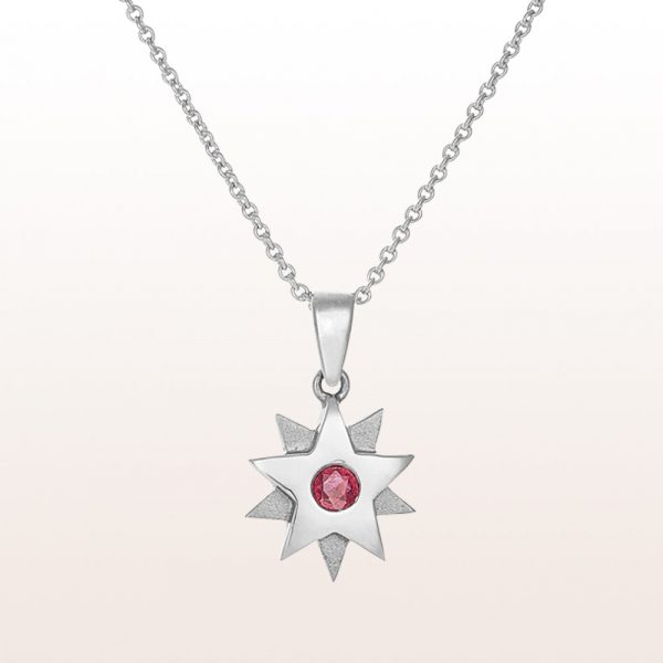 Pendant "Gisela" with ruby 0,13ct in 18kt white gold