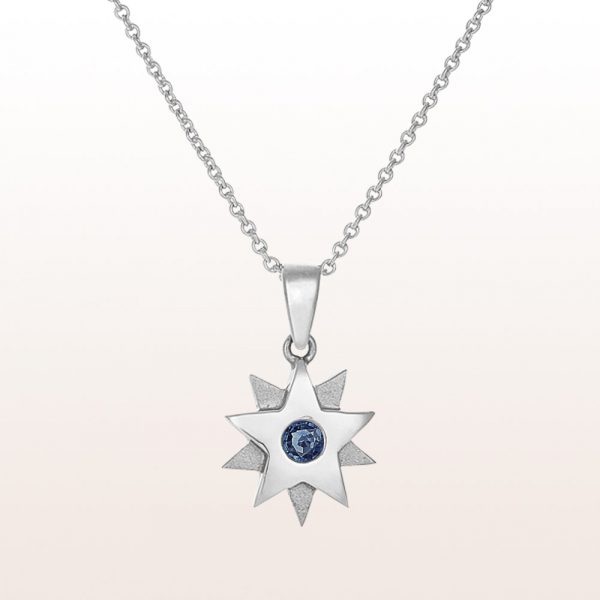 Pendant "Gisela" with sapphire 0,13ct in 18kt white gold
