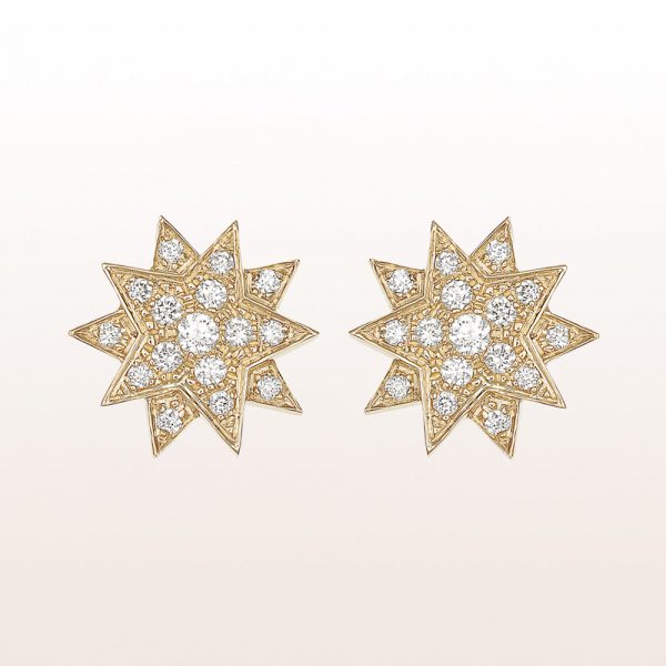 Ear studs "Marie Valerie" with brilliant cut diamonds 0,72ct in 18kt yellow gold