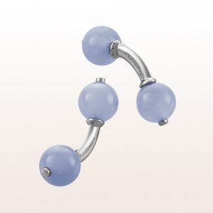 Cufflinks with gray-blue agate in 18kt white gold