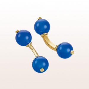 Cufflinks with blue agate in 18kt yellow gold