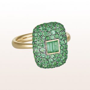 Ring with emerald 1,33ct in 18kt yellow gold